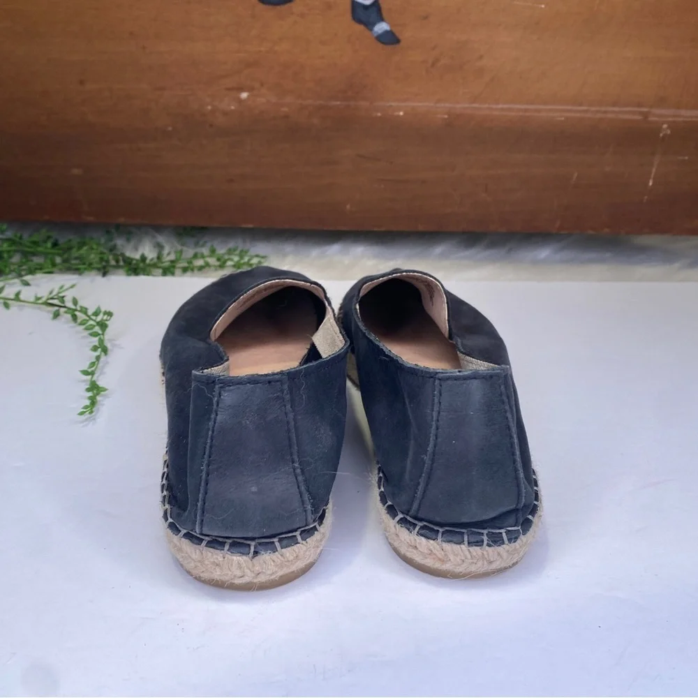 Free People Laurel Canyon Black Suede Espadrille Flats Loafers Size 37 Spain
